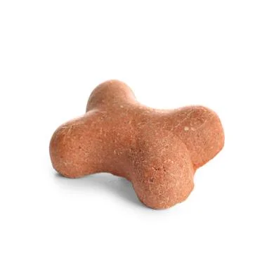Delicious dog biscuit in shape of bone isolated on white background Stock Photos