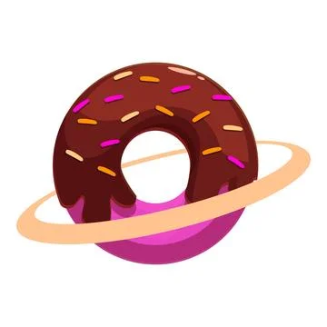Delicious donut rotating like a planet with ring and chocolate glaze Stock Illustration