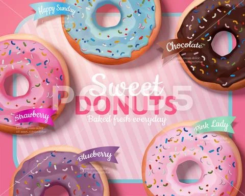 Delicious donuts ads Stock Illustration