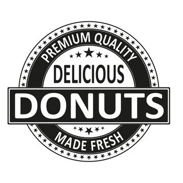 Delicious Donuts Served Here Stamp. Sign. Seal. Logo vector illustration Illustrazione stock