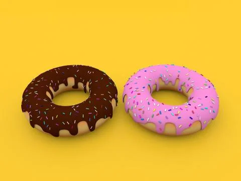 Delicious donuts on a yellow background.. Stock Illustration