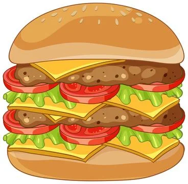 Delicious Double Cheeseburger Illustration Stock Illustration