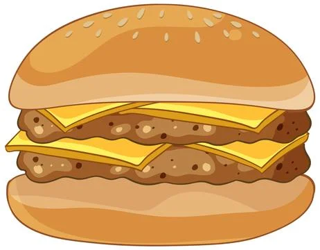 Delicious Double Cheeseburger Illustration Stock Illustration
