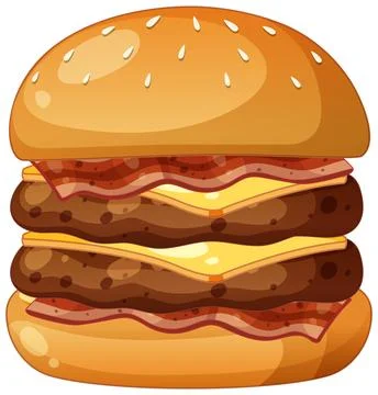 Delicious Double Cheeseburger Illustration Stock Illustration