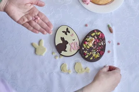 Delicious Easter Chocolate Is Being Assembled Stock Photos