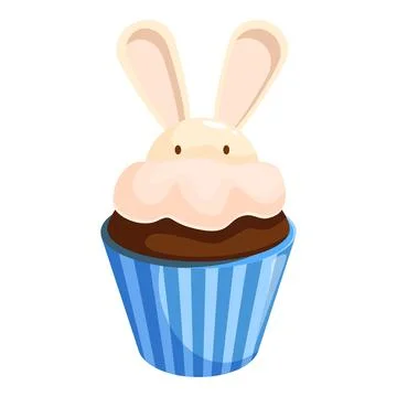 Delicious easter cupcake decorated with bunny ears and pink frosting Stock Illustration