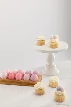 Delicious easter cupcakes surface cake Stock Photos