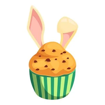 Delicious easter muffin decorated with bunny ears and chocolate chips イラスト素材