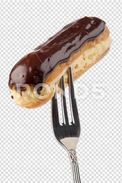 Delicious eclair on a fork isolated PSD Template