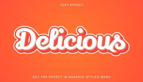 Delicious editable text effect in 3d style Stock Illustration