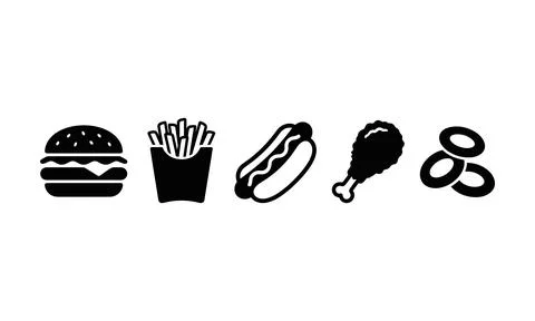 Delicious fast food items featuring burgers and french fries. Stock-Illustration