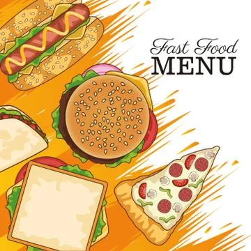 Delicious fast food menu pattern 스톡 일러스트