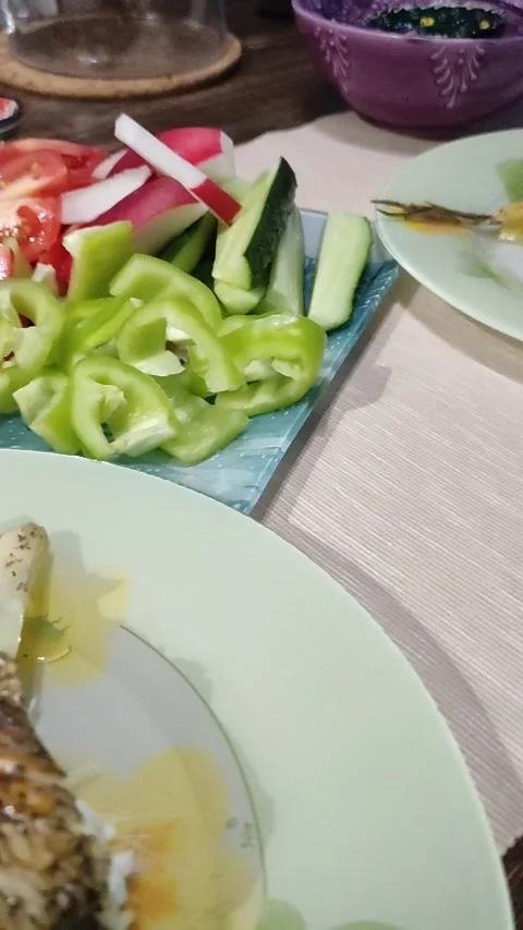 Delicious fish dish. Fried pike on a plate. Stock Footage 269184889
