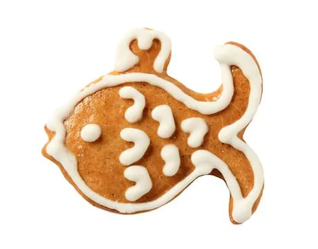 Delicious fish-shaped gingerbread cookie Fotos de archivo