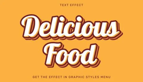 Delicious food editable text effect in 3d style Illustration