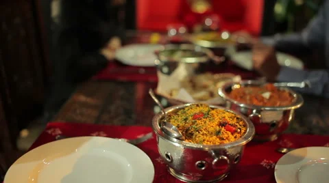 Delicious food in the indian restaurant Stock Footage