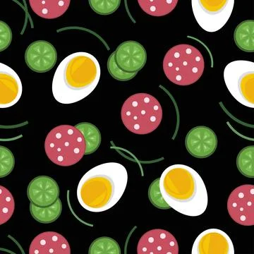 Delicious food pattern seamless vector Stock Illustration