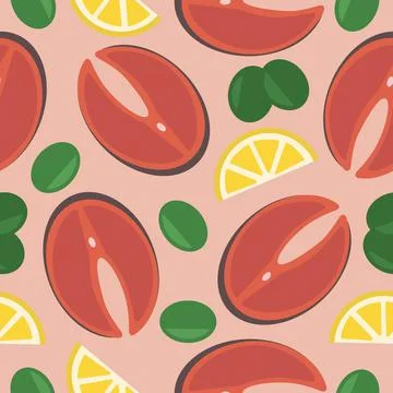 Delicious food pattern seamless vector Stock Illustration