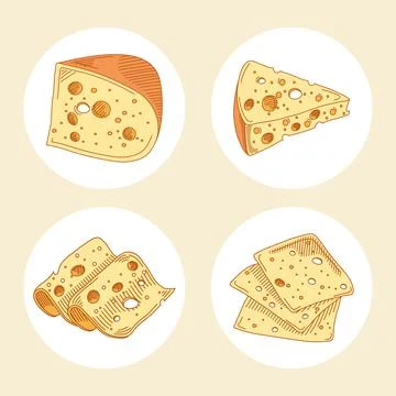 Delicious four cheeses Stock Illustration