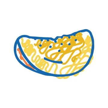 Delicious fresh mango slice icon doodle illustration Stock Illustration