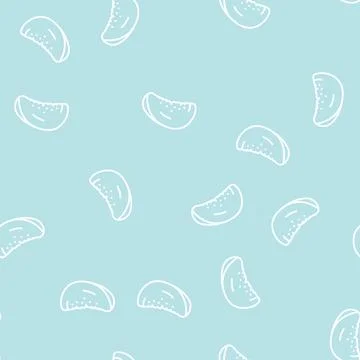 Delicious fresh mango slice line seamless pattern Stock Illustration