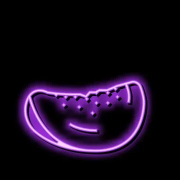 Delicious fresh mango slice neon glow icon illustration Stock Illustration