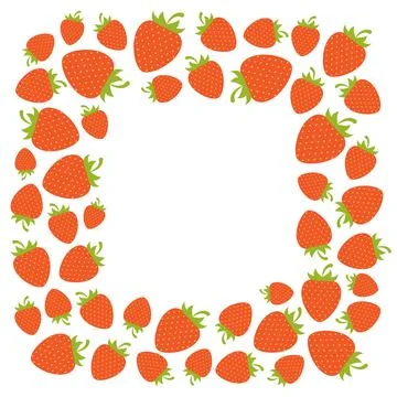 Delicious fresh strawberries frame, border with copy space Illustrazione stock