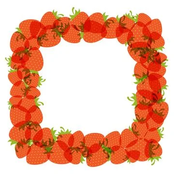 Delicious fresh strawberries frame, border with copy space Illustrazione stock