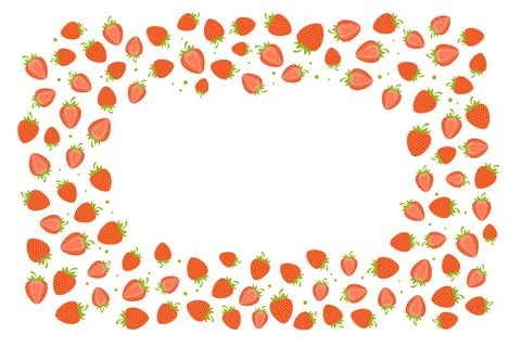 Delicious fresh strawberries frame, border with copy space Illustrazione stock