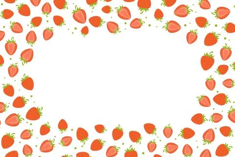 Delicious fresh strawberries frame, border with copy space Illustrazione stock