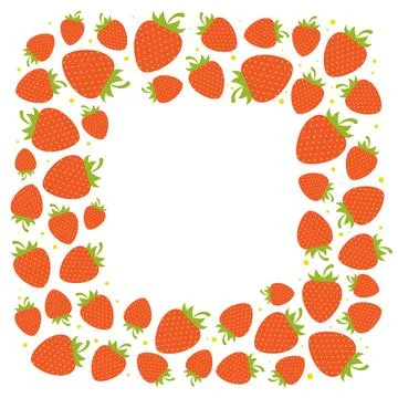 Delicious fresh strawberries frame, border with copy space Illustrazione stock