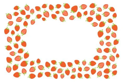Delicious fresh strawberries frame, border with copy space Illustrazione stock