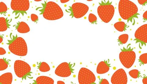 Delicious fresh strawberries frame, border with copy space Stock Illustration