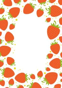 Delicious fresh strawberries frame, border with copy space Stock Illustration