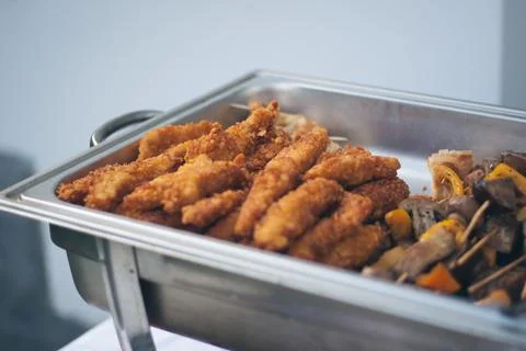 Delicious fresh wedding snacks on the table Stock Photos