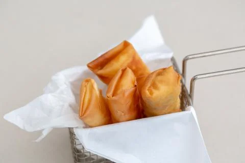 Delicious fried and crispy spring rolls. close up. in Brazil called the sprin Stock Photos