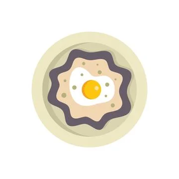 Delicious fried egg resting on bed of creamy mashed potatoes on plate Stock Illustration