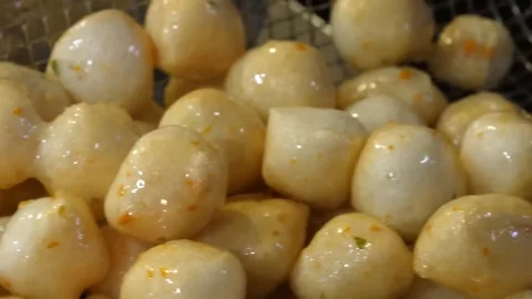 Delicious Fried Korean Fish Cake Balls Eomuk Korean Street Food Snack Video stock 337374809