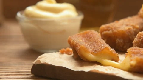 Delicious fried paneer cheese cubes on a plate. Stock Footage 66656807