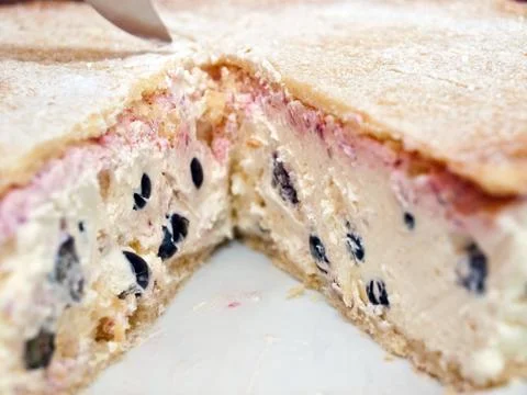 Delicious fruit cake close up 스톡 사진