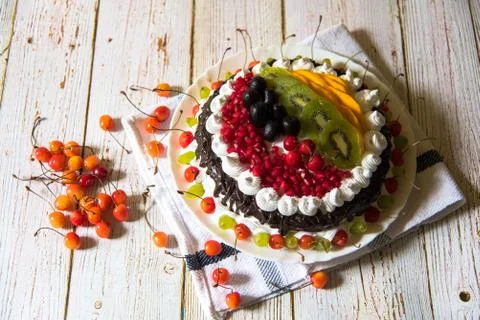 Delicious fruit cake Stock Photos