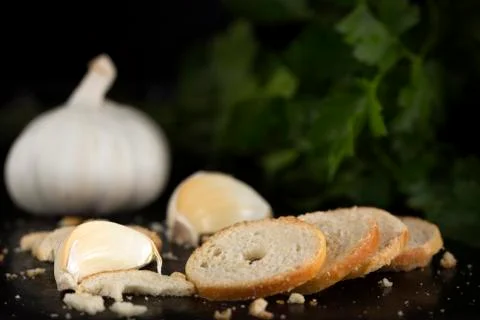 Delicious garlic crackers Stock Photos