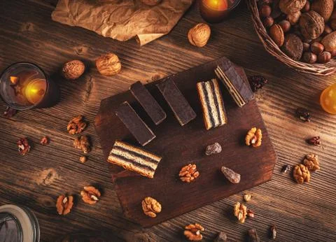 Delicious gerbeaud bars Stock Photos