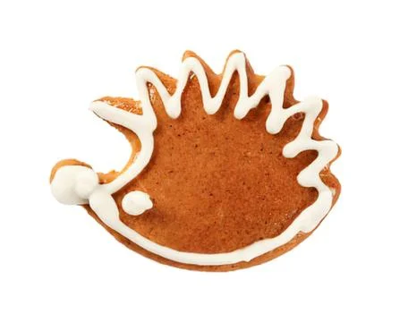 Delicious gingerbread cookie with white icing 스톡 사진