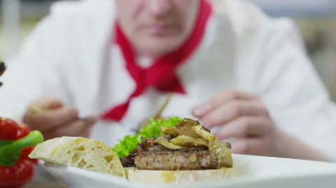 Delicious gourmet dish is being given the finishing touches by the chef 스톡 동영상 26137768