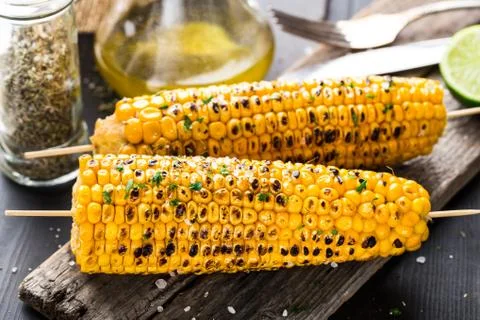 Delicious grilled corn Stock Photos