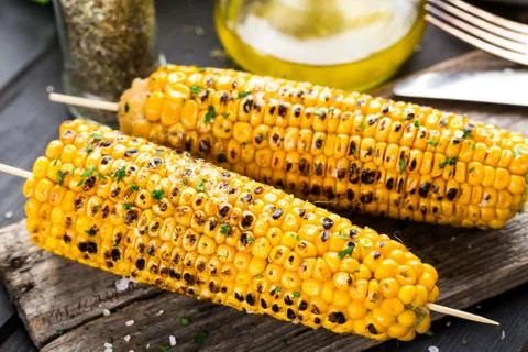 Delicious grilled corn Stock Photos