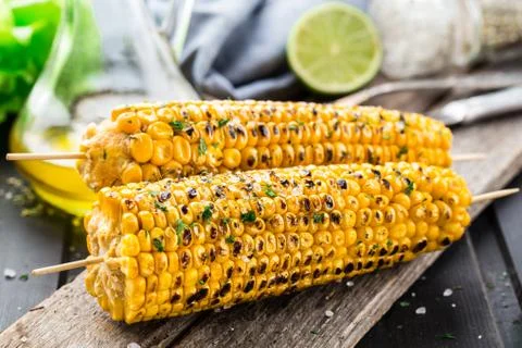 Delicious grilled corn Stock Photos