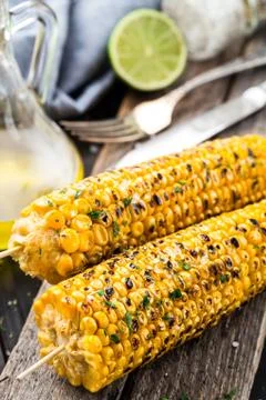 Delicious grilled corn Stock Photos