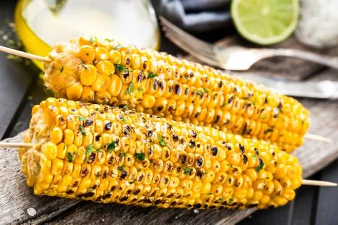 Delicious grilled corn Stock Photos